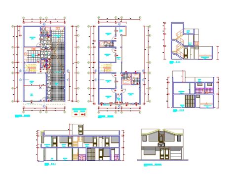 Vivienda Unifamiliar De Dos Niveles En Dwg Kb Librer A Cad