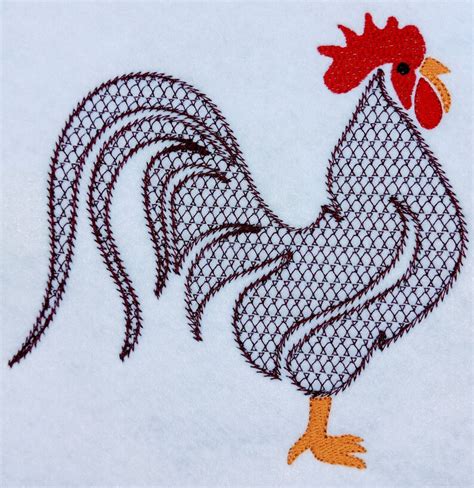 Rooster 2 Farm Life Machine Embroidery Design 5 Sizes Etsy