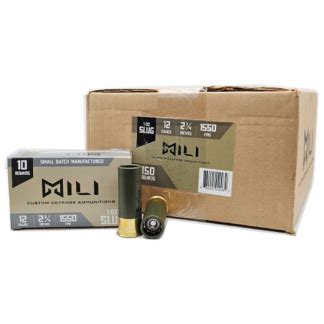 12 Gauge MILI Custom Defense 2 3 4 Rifled 1 Oz Slug 150 Rounds