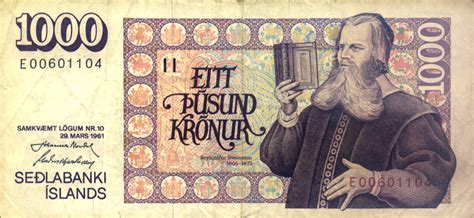 1000 Krónur Law of 1961 Islandia Numista