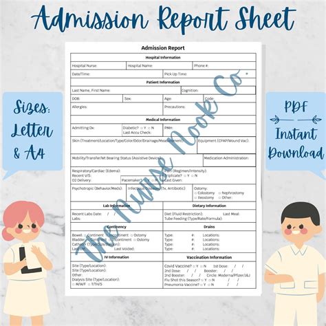 Admission Report Sheet Nursing Admission Report Sheet Admission Report