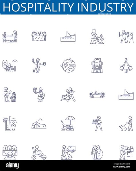 Hospitality Industry Line Icons Signs Set Design Collection Of