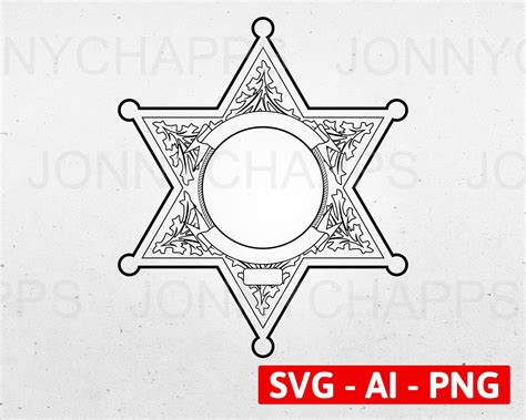 Six Point Star Badge V2 Svg Blank Sheriff Style Star Shield Version 2