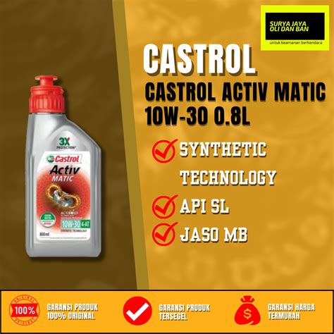 Oli Mesin Motor Castrol Activ Matic W Kemasan Ml L Asli