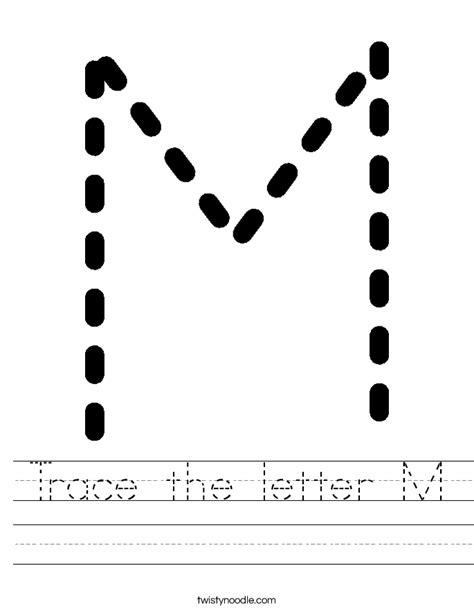 Trace Letter M Worksheet Printable Kids Entertainment