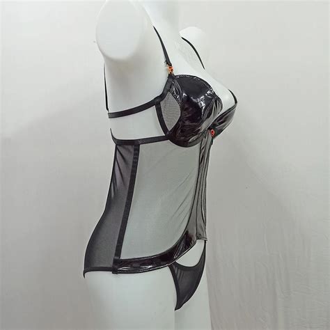 Oem Odm Supplier Vinyl Transparent Mesh Bodysuit For Women Lace Bodysuit Lingerie Sexy Hot