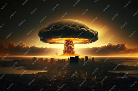 Premium AI Image | Nuclear bomb detonation above a city