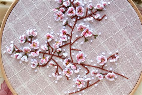 Cherry Blossom Hand Embroidery Pdf Pattern Tutorial Floral Etsy Uk