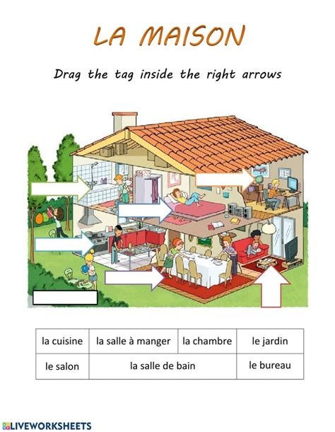 Les Pieces De La Maison Rooms In The House Fr French Worksheet French