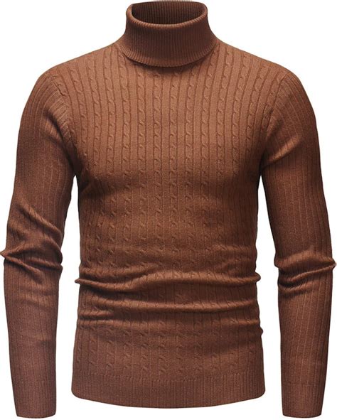 Zestion Mens Turtleneck Sweater Pullover Classic Striped Jacquard Slim Fit Stretch Amazonca