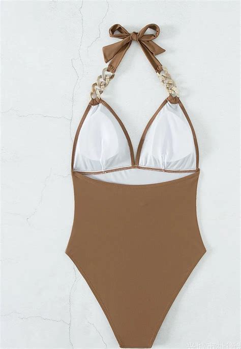 Solid Color Luxury Chain Strap Retro Womens Swimsuit One Piece Bikini Hangzhou Sunra