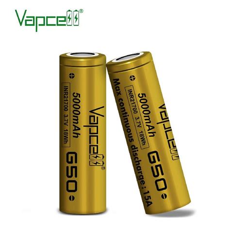 ถานชารจ 21700 Vapcell 5000mah 15A Max สทอง 2 กอน ฟรกระเปาใสถาน