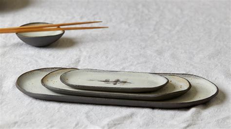 Black And White Ceramic Trays Oval Platters Japanese Sushi Etsy Uk