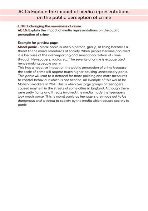 Unit 1 AC1 5 Criminology WJEC Model Answer Changing Awareness Of