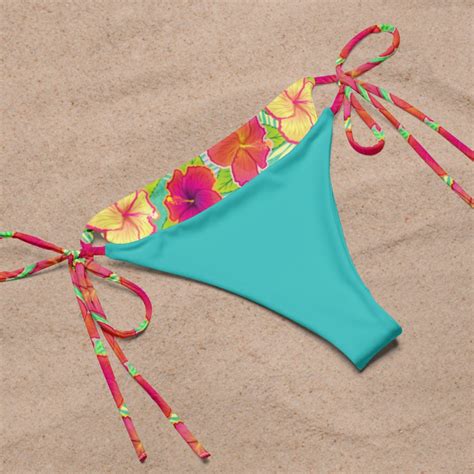Tropical Hibiscus RECYCLED REVERSIBLE String Bikini Bottom Squatch Siren