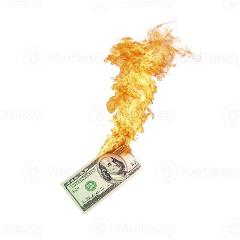 burning one hundred dollar bill with flames rising dramatically