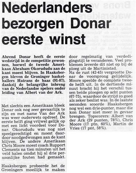 Krantartikel Nederlanders Bezorgen Donar Eerste Winst DonarMuseum