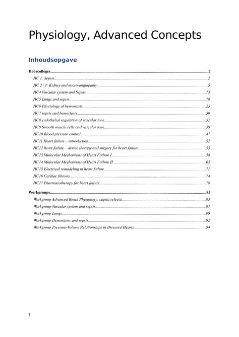 Pac Samenvatting Alle Colleges Physiology Advanced Concepts