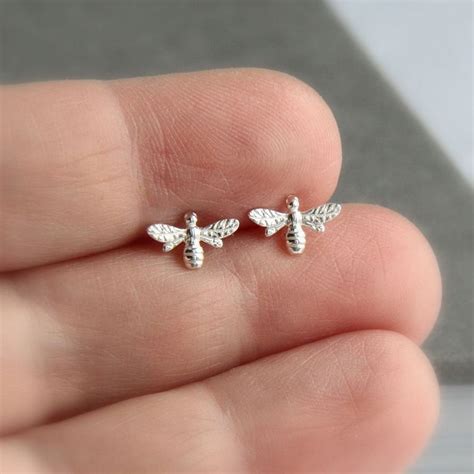 Sterling Silver Bee Earrings Bee Stud Earrings Bumble Bee Etsy