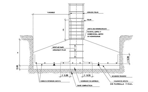 Column Footing Design Rcc Structure Cad Drawing Cadbull