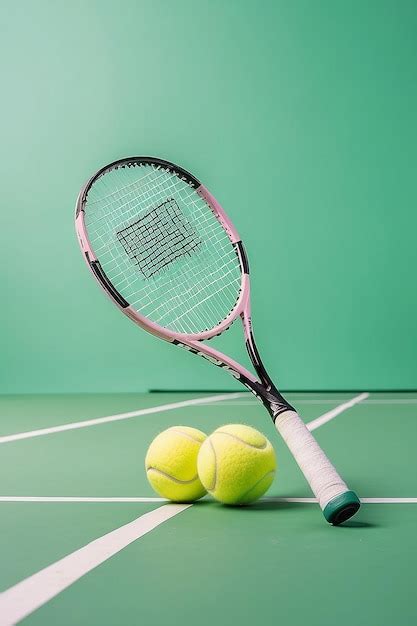 Premium Photo | Tennis ball and racket on green tennis court in pastel colors background padel ...