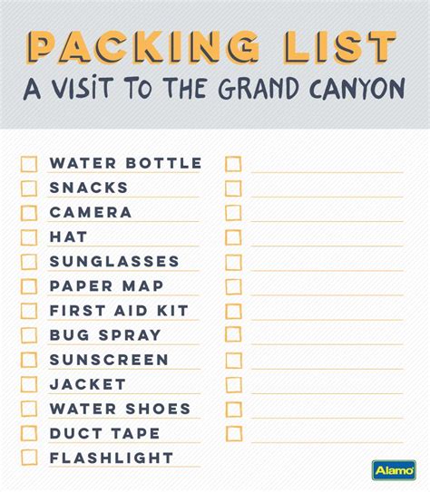 Packing List For Grand Canyon Printable Templates Free