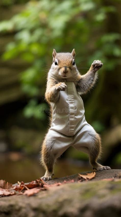 Photo of a Little Squirrel Doing Kung Fu Stock Illustration ...