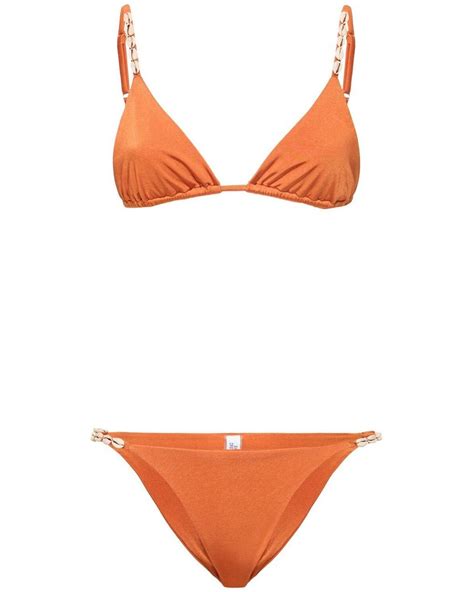 SARA CRISTINA Cowries Lycra Triangle Bikini In Orange Lyst