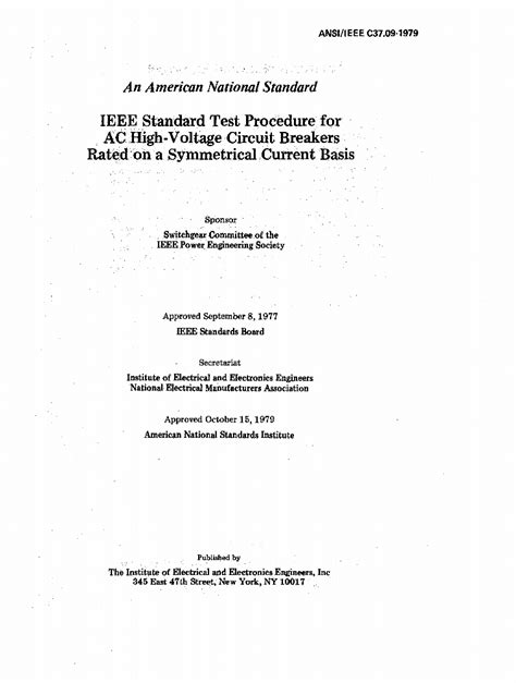 C37 09 1979 IEEE Standard Test Procedure For AC High Voltage Circuit