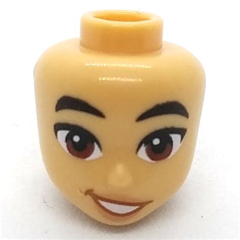 LEGO PART 92198pr0010 Minidoll Head With Black Eyebrows Reddish Brown