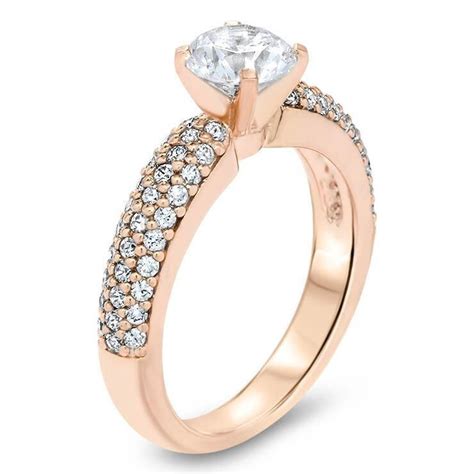 Diamond Pave Wedding Set Engagement Ring And Wedding Band Etsy