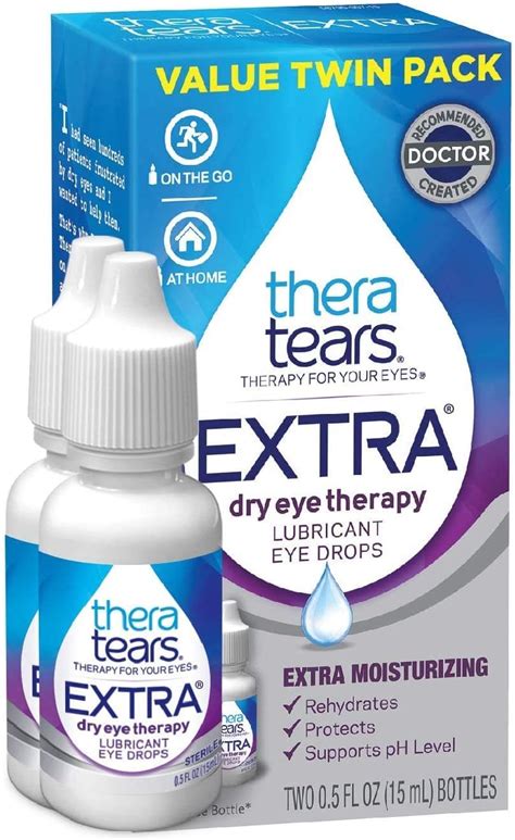 Theratears Extra Dry Eye Therapy Lubricating Eye Drops For Dry Eyes 05 Fl Oz Bottle 2 Count