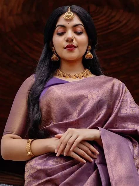 Exquisite Elegance Ahaana Krishna In Trending Copper Banaras Saree