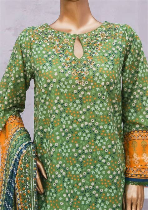 Bin Saeed Ready Made Embroidered Cotton Dress Db24274