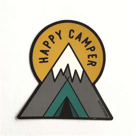 Happy Camper Camping Sticker Cute Stickers Gift For Etsy