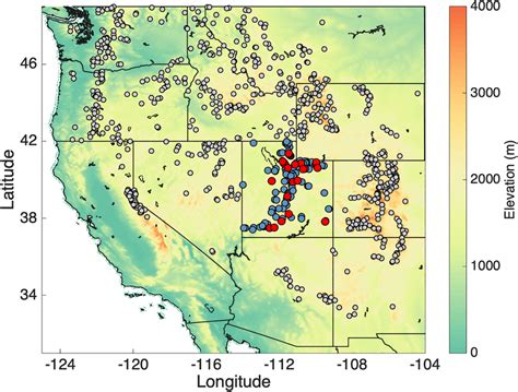 The Topography Background Map And Locations Of Snotel Sites Over The