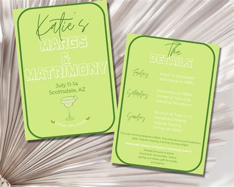 Margs & Matrimony Invitation and Itinerary Template, Bachelorette ...