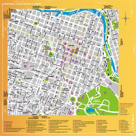 Mapa turístico del centro de la ciudad de Córdoba Argentina Tamaño