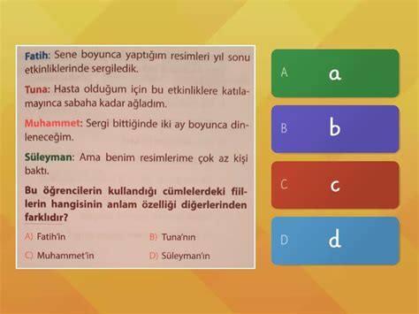 Fiilde Anlam Çekimli Fiil 7 Test