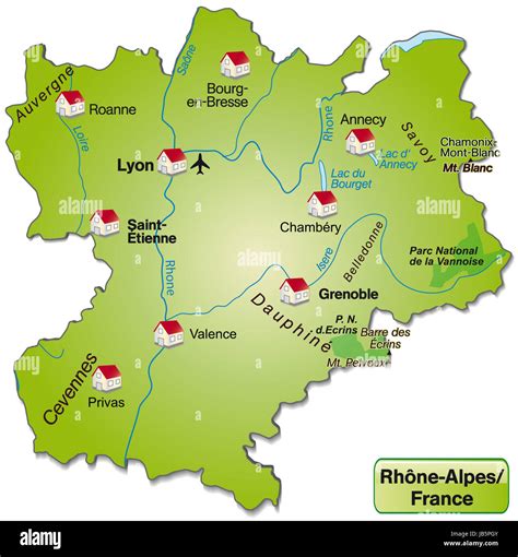 Rh Ne Alpes En Frankreich Als Inselkarte Mit Allen Topografischen