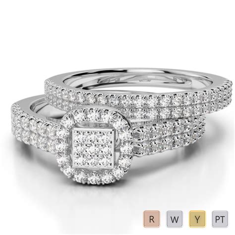 Gold Platinum Round Cut Diamond Bridal Set Ring Agdr 1191