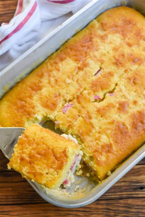 This Rhubarb Custard Cake Is Made With Only 6 Ingredients And Comes