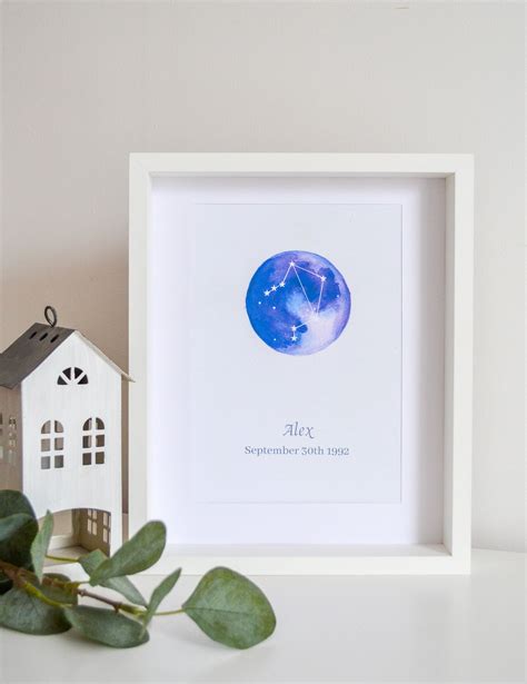 Libra Constellation Art Print Personalised Zodiac Print - Etsy