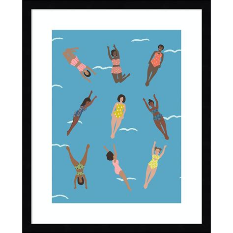 Swimmers By Queenbe Monyei Wood Framed Wall Art Print 17 In W X 21 In