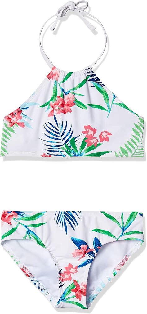 Kanu Surf Girls Mahina Upf Beach Sport Halter Bikini Piece Swimsuit Leonie Floral