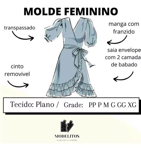 Molde Vestido Envelope Babado Em Pdf Corre Que Ta Baratinho