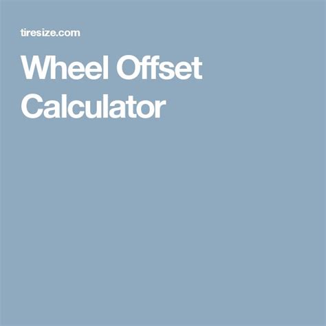 Wheel Offset Calculator | Wheel, Tyre size, Calculator