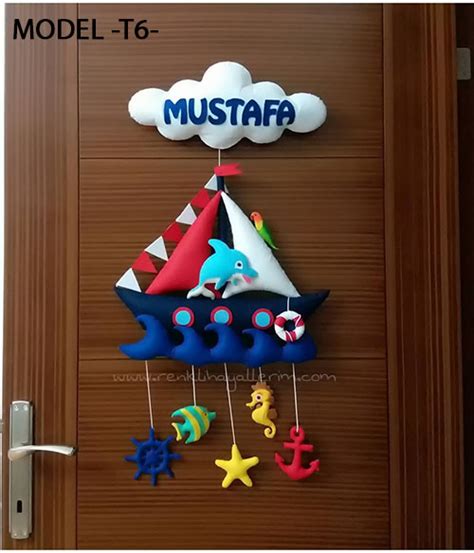 Mustafa denizci keçe bebek kapı süsü isimli süs