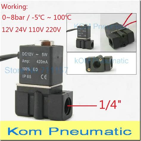 Kom électrovanne pneumatique électrique en plastique PVC 1 4 12V