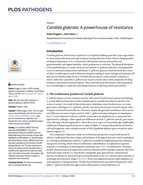 (PDF) Candida glabrata: A powerhouse of resistance